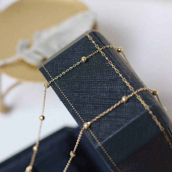 18K Gold Plated Diamond Drop Link Chain Necklace - Picture 3 of 10